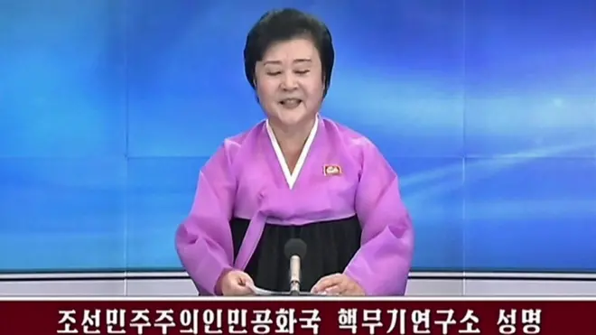 Presentadora de la TV de Corea del Norte lee el anuncio de la prueba nuclear