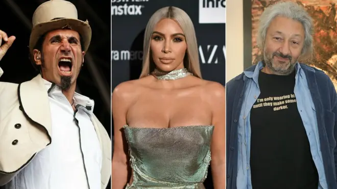 Серж Танкян, Ким Кардашьян и Стас Намин (Анастас Микоян)