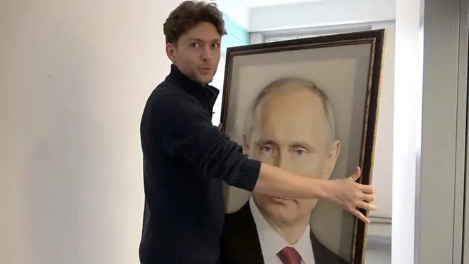 Башир Дохов с портретом Путина