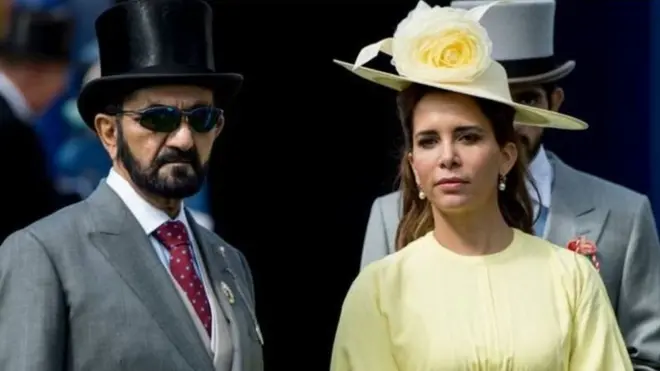 دبئی کے امیر شیخ محمد المکتوم اپنی اہلیہ شہزادی حیا بنت الحسین کے ہمراہ