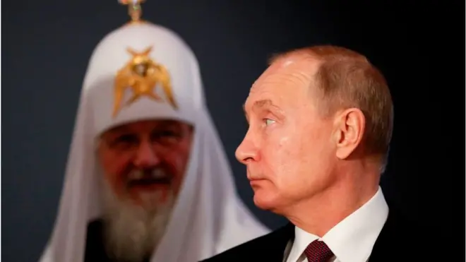 El patriarca Cirilo junto a Vladimir Putin.