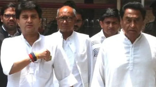 ज्योतिरादित्य सिंधिया, दिग्विजय सिंह और कमलनाथ