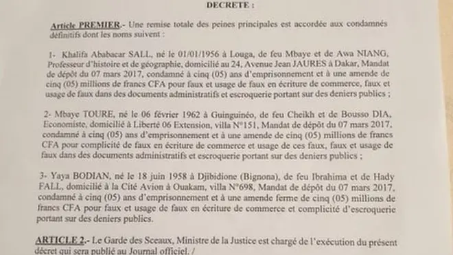 Macky Sall a accordé la grâce présidentielle à Khalifa Sall et à deux de ses collaborateurs de la mairie de Dakar.