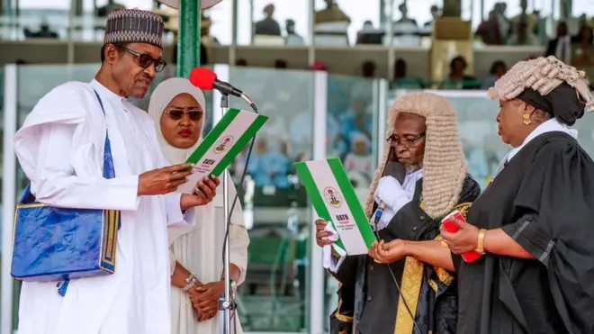 Buhari dey take oath of office