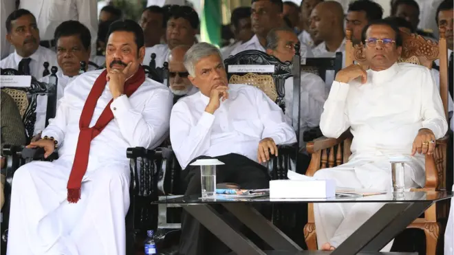 మహిందా రాజపక్సె, రణిల్ విక్రమసింఘె, మైత్రీపాల సిరిసేన