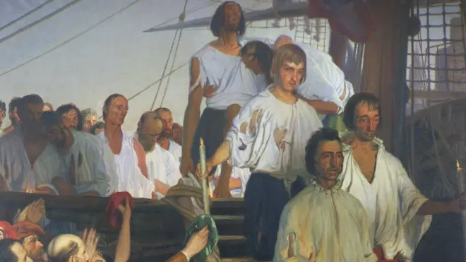 Elcano y los otros 17 sobrevivientes llegan a Sevilla