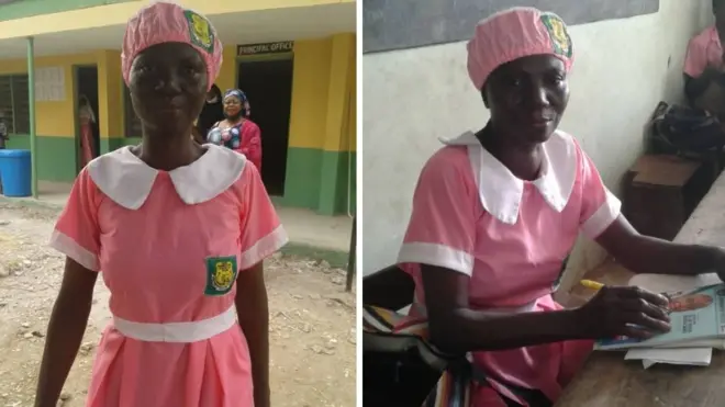 50 year old Ajayi Folashade wey just start secondary school