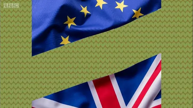 ธงชาติอียูและธงชาติอังกฤษถูกตัดออกจากกัน