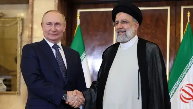 Russian President Vladimir Putin and Iranian President Ibrahim Raisi (July 2022)