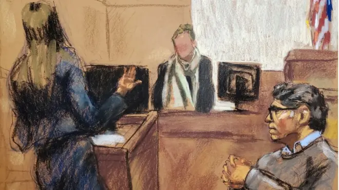 Keith Raniere selama persidangan di pengadilan federal Brooklyn.