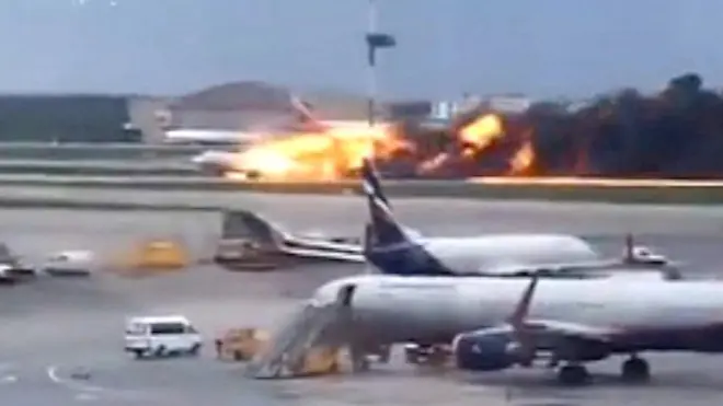 Moscow plane fire