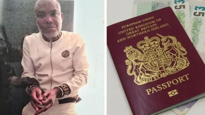 Nnamdi Kanu nakwa akwụkwọ njem mba Briten
