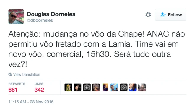 Jornalista chapecoense Douglas Dorneles, que está entre as vítimas, mencionou veto do órgão a Chapecoense; equipe tevenacional bet appviajarnacional bet appvoo comercial