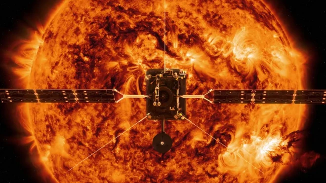 ภาพจำลองยานโซลาร์ ออร์บิเทอร์ กำลังมุ่งหน้าสู่ดวงอาทิตย์