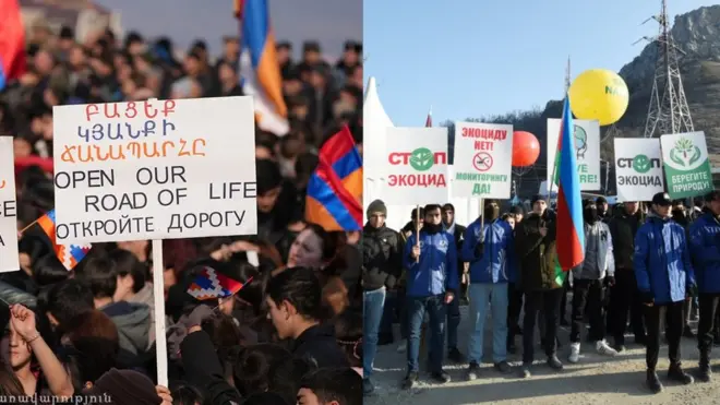 Şuşada azərbaycanlılar, Xankəndidə ermənilər aksiya edirlər