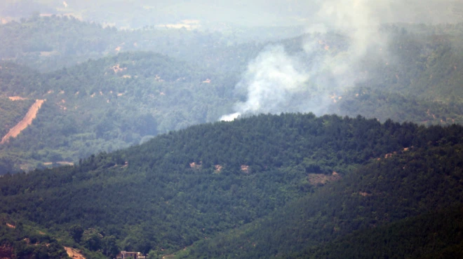 연기나는 북한 전방지역
