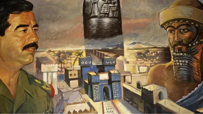 Saddam Hüseyin ve eski Babil kralı Nebukadnezar
