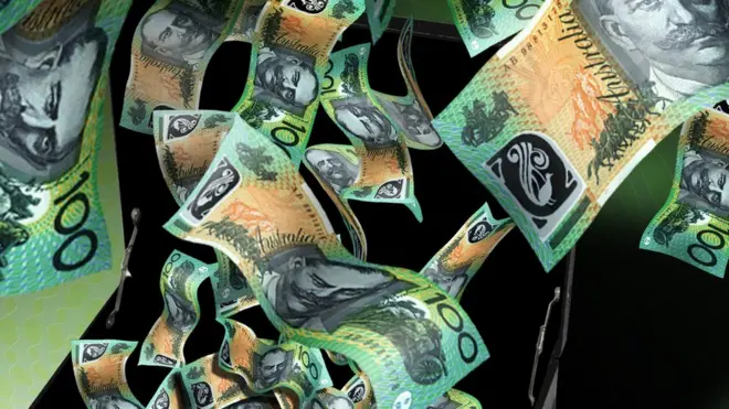 Suitcase of Australian dollars