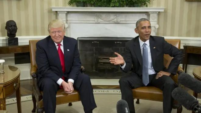 Usai pertemuan di Gedung Putih, Trump dan Obama memberikan keterangan pers.