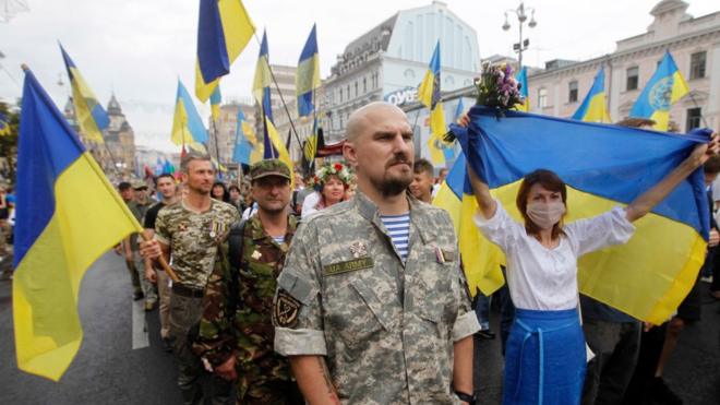 Marcha de los "Defensores de Ucrania".