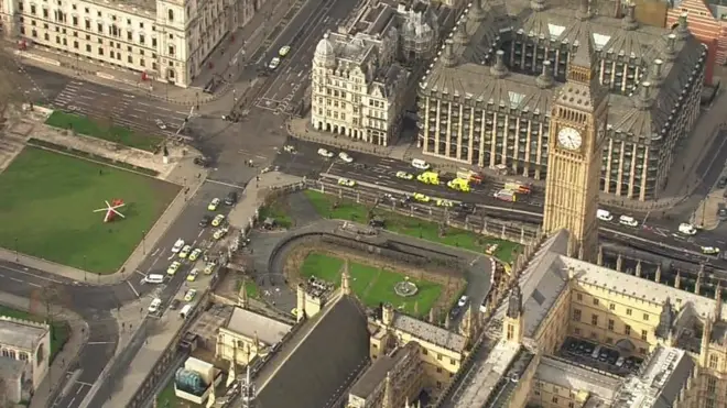 صور من الجو لموقع حادث البرلمان البريطاني