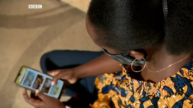 A woman on her phone