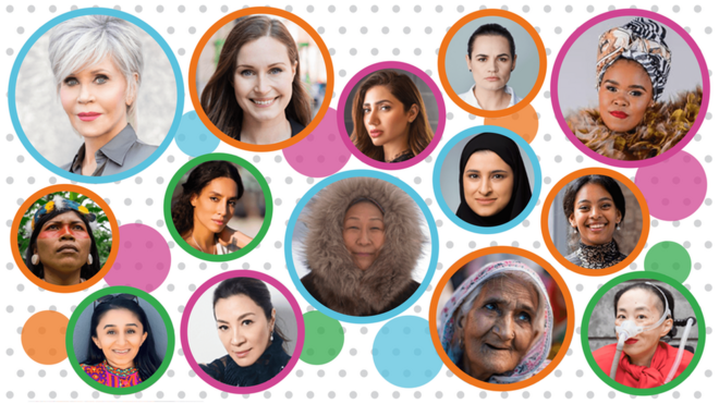 Image shows selection of women from 2020 list