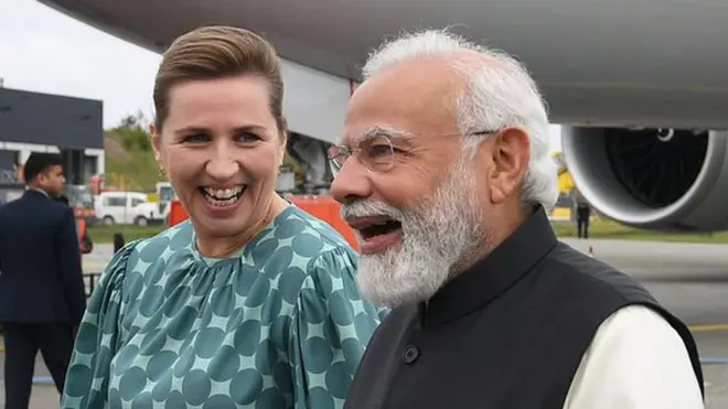 డెన్మార్క్ ప్రధాని మెట్ ఫ్రెడ్రిక్సన్ తో నరేంద్ర మోదీ
