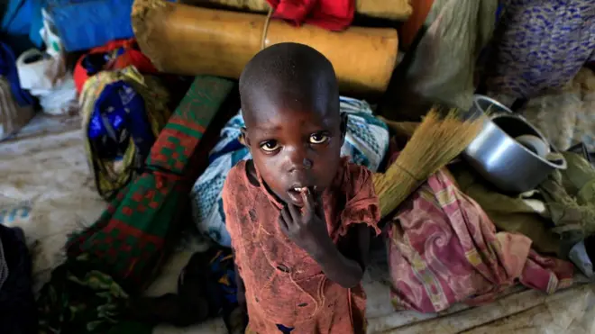 طفل نازح من الصراع في جنوب السودان