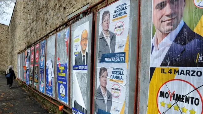 Nenhum partido deve ganhar a maioria absoluta dos assentos, indicam os resultados prelimináres das eleições italianas realizadas no domingo