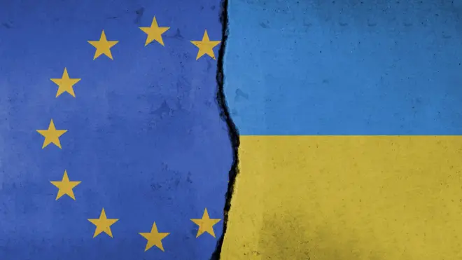 Україна та Європейський Союз - стокове фото