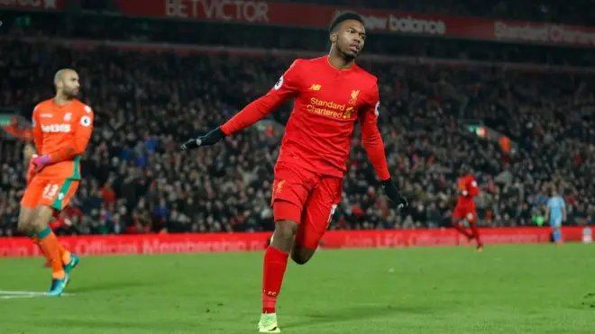 دانيال ستاريج استغل تمريرة خاطئة من دفاع ستوك وسجل الهدف الرابع لفريقه ليفربول