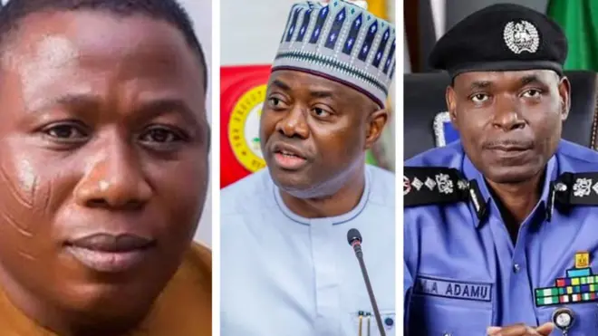 Aworan Sunday Igboho, Gomina Makinde ati ọga agba ọlọpaa Mohammed Adamu