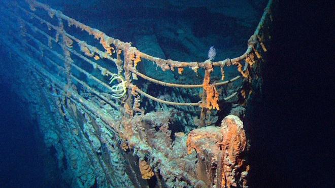 大西洋海牀上的泰坦尼克號的殘骸