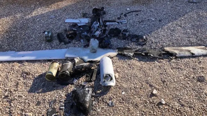 لاشه پهپادی انتحاری که به سمت عین الاسد در پرواز بود