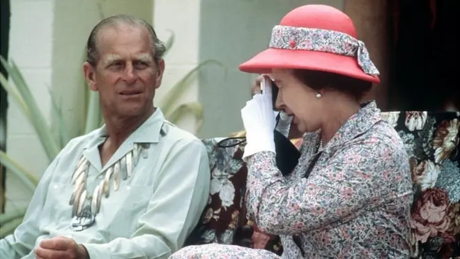 Queen and Duke of Edinburgh in Tuvalu in 1982
