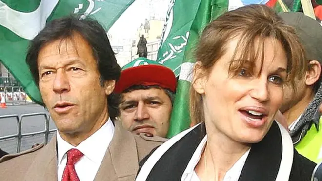 عمران خان اور جمائما گولڈ سمتھ لندن میں ایک ریلی کے دوران