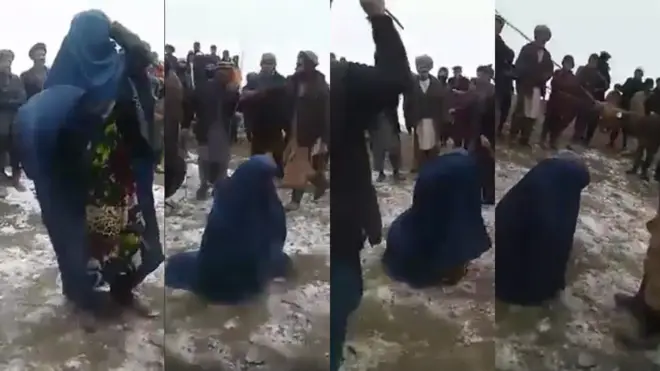 این زن جوان در ملاعام توسط این مردان شلاق زده شد