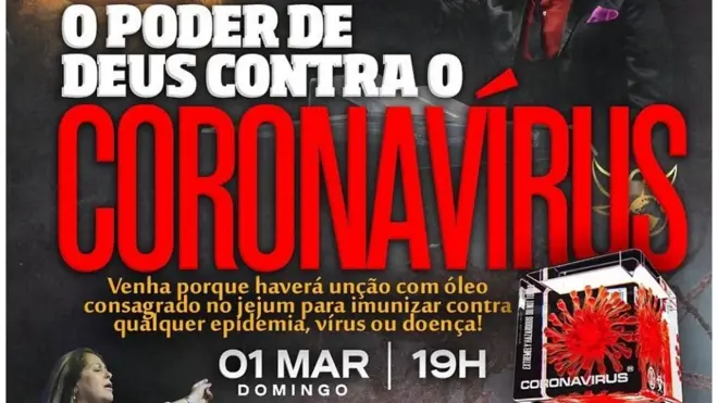 Igreja evangélica do Rio Grande do Sul gerou revolta ao prometer imunização contra a doença em culto chamado "O Poder de Deus contra o Coronavírus"