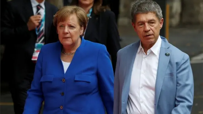 Angela Merkel y Joachim Sauer en la cumbre del G7 en Taormina, Italia, en Mayo de 2017.