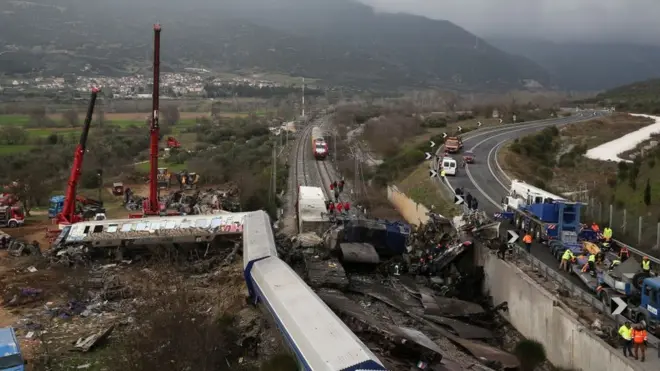 The passenger service carrying some 350 people crashed with a freight train