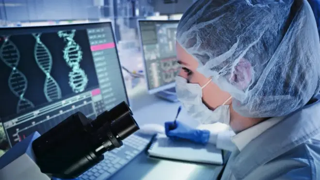 Scientist looking at DNA