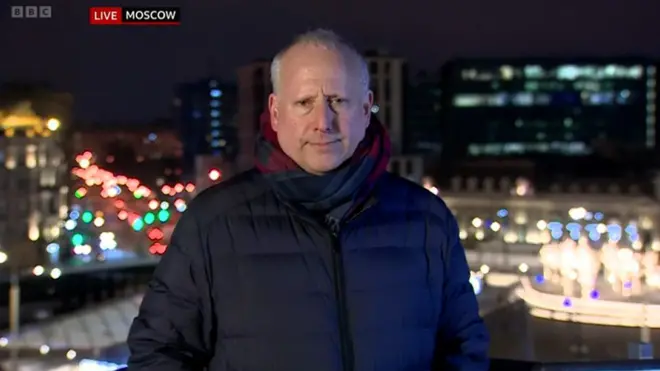 BBC correspondent Steve Rosenberg reporting live from Moscow on the Six O&#x27;Clock News on BBC One on Tuesday