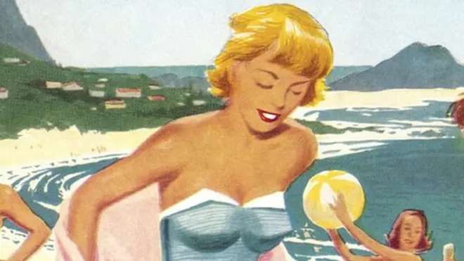 Personas en la playa, ilustración