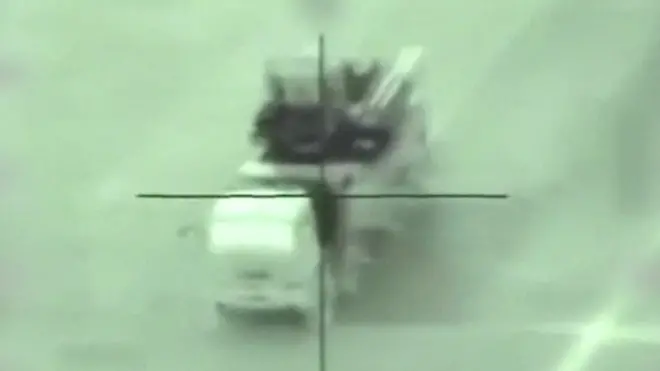 Las autoridades de Israel difundieron un video de un bombardeo aéreo contra un lanzador de misiles sirio.