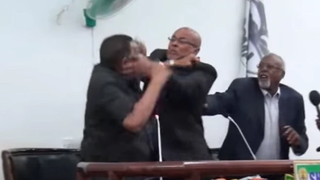 Screenshot from Youtube video of Somaliland house of representative fight for September 2015