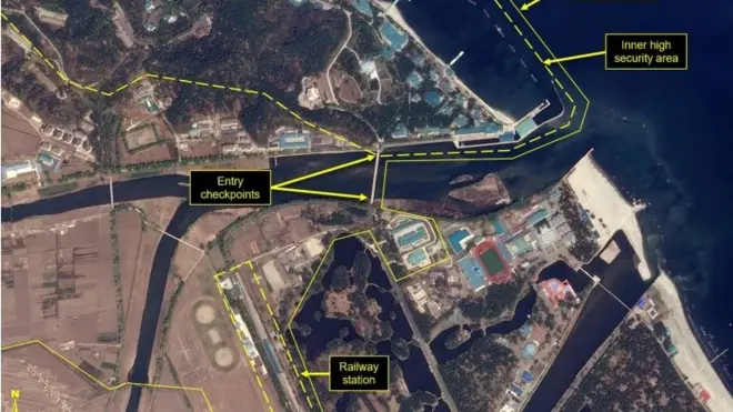 ภาพถ่ายดาวเทียมเมืองวอนซาน เมืองตากอากาศทางชายฝั่งตะวันออกของเกาหลีเหนือ