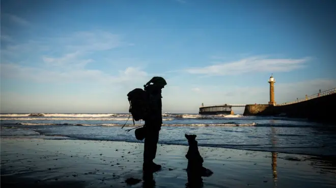 Stewart and Cariad on the beach in Whitby