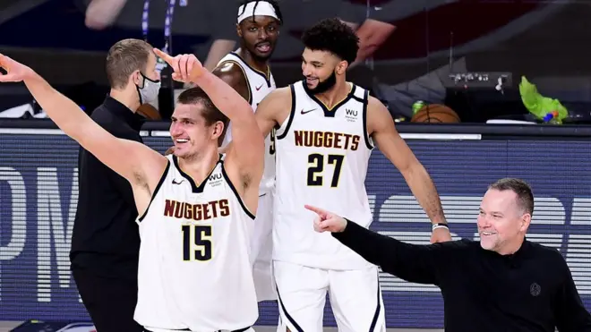 Denver Nuggets celebrate