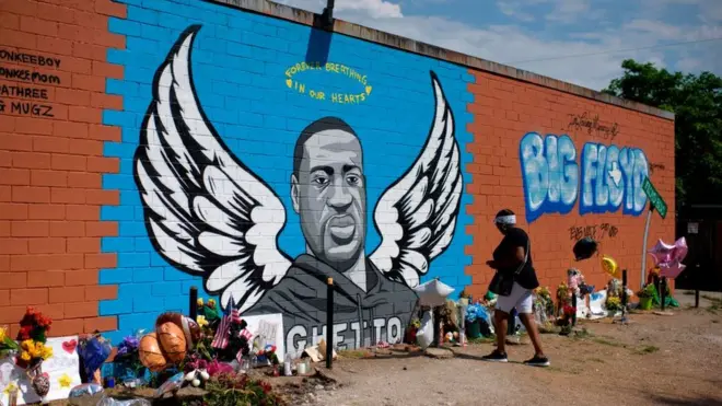 በቴክሳስ የሚገኝ የጆርጅ ፍሎይድ ስዕል